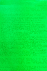 Casting of possible emerald tablet visualisation with epoxy resin to prepared form (no real meaning)