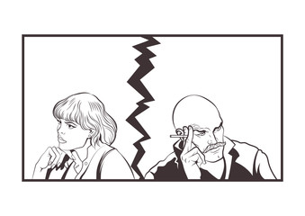 Couple in quarrel Hand Drawn Illustration