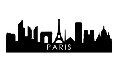 Naklejka premium Paris skyline silhouette. Black London city design isolated on white background.