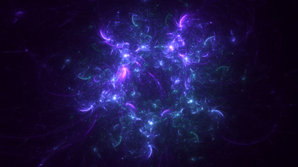 3D rendering abstract blue fractal light background