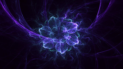 3D rendering abstract blue fractal light background