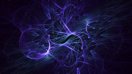 3D rendering abstract blue fractal light background