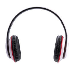 White headphone isolate on white background. White wireless headphones isolated on white background With clipping path.