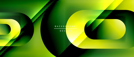 Vector geometric abstract background with lines and modern forms. Fluid gradient with abstract round shapes and shadow and light effects