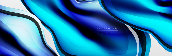 Vector abstract background, flowing liquid style bubble with metallic, color quicksilver chrome texture and color glow effects