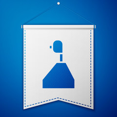 Blue Gear shifter icon isolated on blue background. Transmission icon. White pennant template. Vector Illustration.