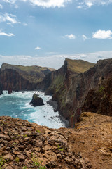 Obraz premium Beautiful landscape at the Ponta de Sao Lourenco, the eastern part of Madeira, Portugal