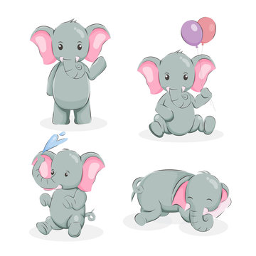 cute elephant cartoon vector illustration