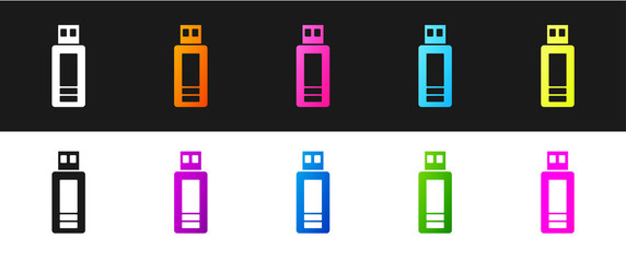 Fototapeta premium Set USB flash drive icon isolated on black and white background. Vector.
