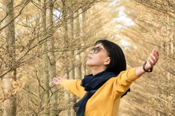 woman stretch and feel free