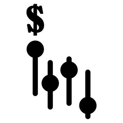 Down curve of profit icon