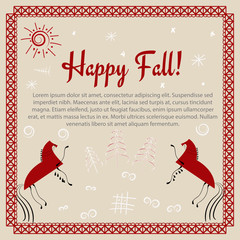 Nord folk card happy fall, vector illustration