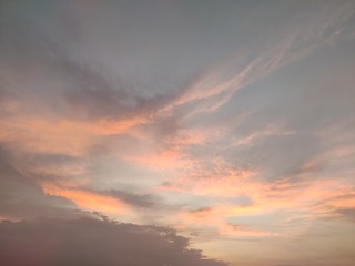 sunset in the cloud like canvas after a rain