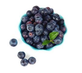 fresh blueberries isolated on white background