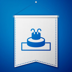 Blue Fountain icon isolated on blue background. White pennant template. Vector.