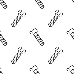 Seamless pattern with doodle screws. Texture with bolts. Vector illustration on white background