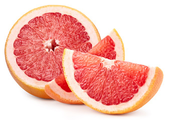 Fresh organic grapefruit fruit. Grapefruit with clipping path isolated on a white background. Fresh organic fruit. Full depth of field