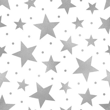 Star seamless pattern. Stars silver glitter background for prints. Glitter  Star. Vector illustration