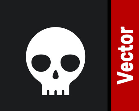 White Human skull icon isolated on black background. Vector.
