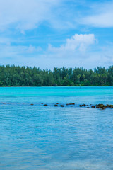 Moorea, French Polynesia: 09/03/2018: landscape of the Beach in Moorea, French Polynesia