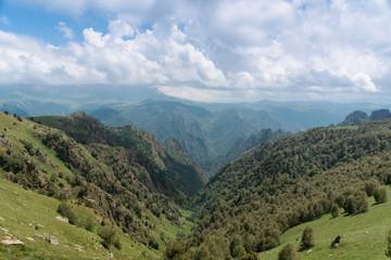 Fototapeta na wymiar Beautiful Summer Landscape In The Mountains. Caucasus, Russia