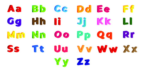3D English Alphabet letters set for children, english font vector illustration, Modern Typography fonts, english alphabet letters for kids, capital, small letters, vector illustration