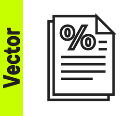 Black line Finance document icon isolated on white background. Paper bank document for invoice or bill concept. Vector Illustration.