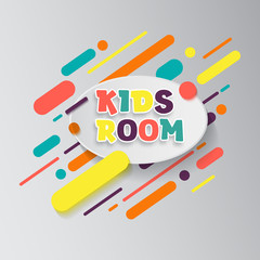 Kids zone entertainment banner. Colorful letters for children's playroom decoration. Sign for children's game room. Kids zone and party room area design.