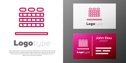 Logotype line Cinema auditorium with screen and seats icon isolated on white background. Logo design template element. Vector Illustration.