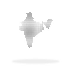 Umriss vom Land Indien aus grauen Quadraten mit Schatten