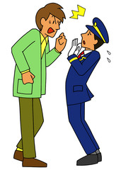 乗客から苦情を受ける駅員
