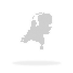 Fototapeta premium Umriss vom Land Niederlande aus grauen Quadraten mit Schatten