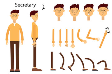 The character is a secretary. Character for animation. Vector character for a cartoon. 