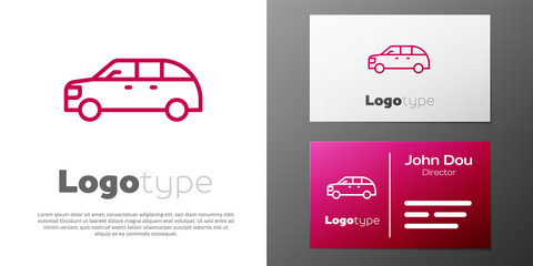 Logotype line Hatchback car icon isolated on white background. Logo design template element. Vector.