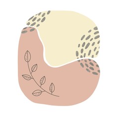 template for use in web design. background with abstract shapes and elements of plants.