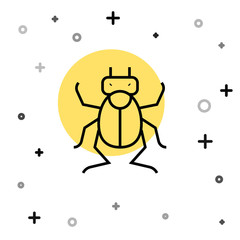 Black line Beetle bug icon isolated on white background. Random dynamic shapes. Vector.