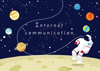 月面に立つ宇宙飛行士　インターネット通信イメージ © perori