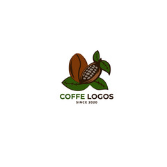 Graphic illustrations with the concept of leaves, chocolate and coffee can be used for business or restaurant logos.

