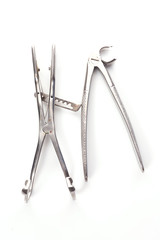 Dental instruments for dentistry on a white background