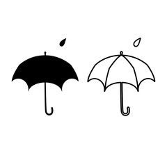 umbrella set of icons, flat design, outline contains only one detail, vector