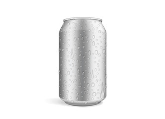 beer can with drops isolated on white background mock up 
