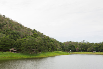 Khao Ruak Reservoir at Namtok Samlan National Park in Saraburi Thailand is a reservoir that tourists come to relax or camping during the holidays	