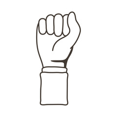 afro hand human fist protesting line style