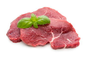 Fresh raw beef steak isolated on white.