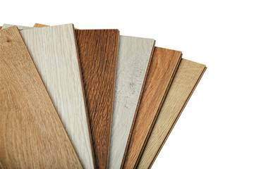 Laminate background. Samples of laminate or parquet with a pattern and wood texture for flooring and interior design. Production of wooden floors