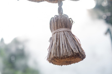 ornament of shrine made of straw in beppu city, oita pref, japan