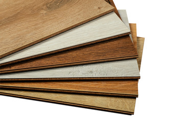 Laminate background. Samples of laminate or parquet with a pattern and wood texture for flooring and interior design. Production of wooden floors