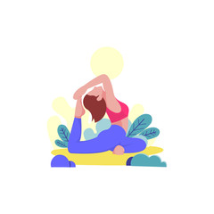 pose woman do yoga in outdoor illustration flat design