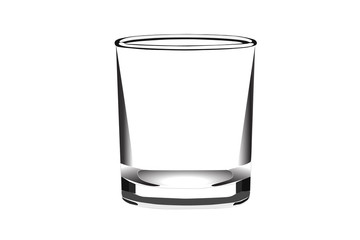 Glass cup for drinks isolated, vector illustration
