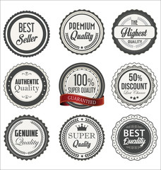 Fototapeta na wymiar Vintage styled premium quality and best seller badges collection